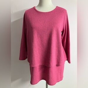 DG2 by Diane Gilman Women’s Tunic Top, Size M, Pink, 3/4 Sleeves, Slit Sides
